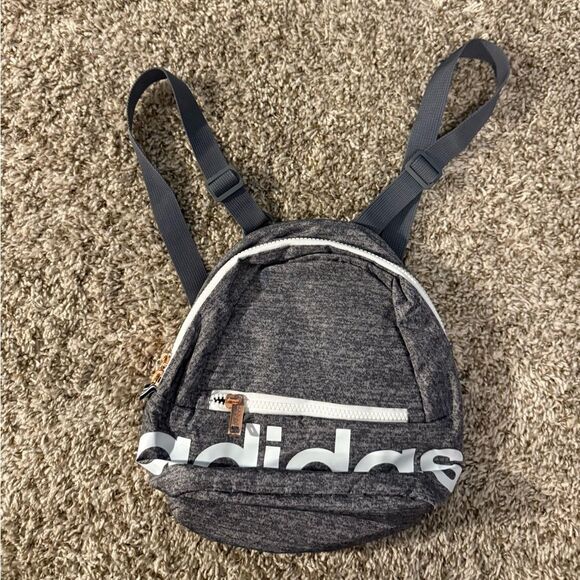 Adidas Charcoal Gray Backpack White Logo Accents Adjustable Shoulder Straps - Picture 3 of 12